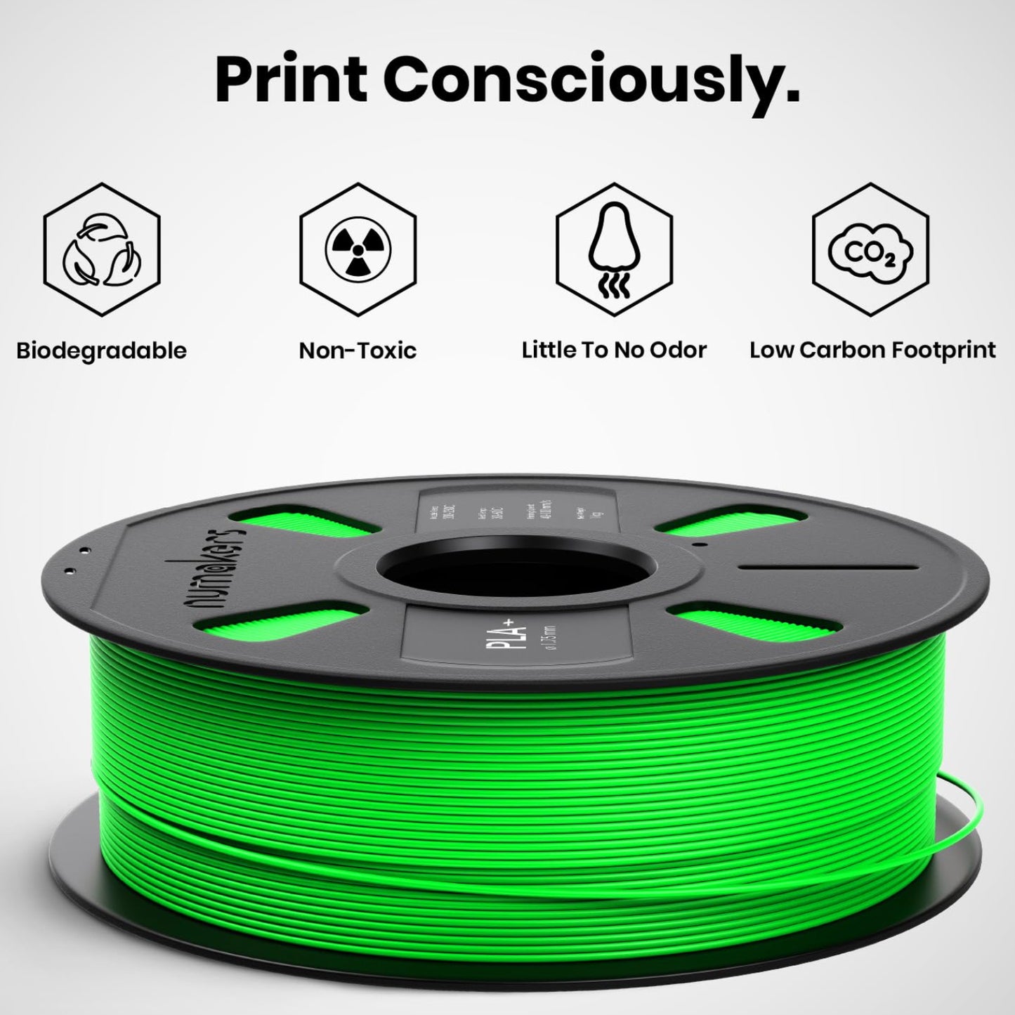 Numaker 1.75mm PLA+ Filament 3D Printer Filament High-Quality PLA+ For Fluorescent Prints Bright Green Premium PLA+ Filament -  Fluorescent Green - RS6805