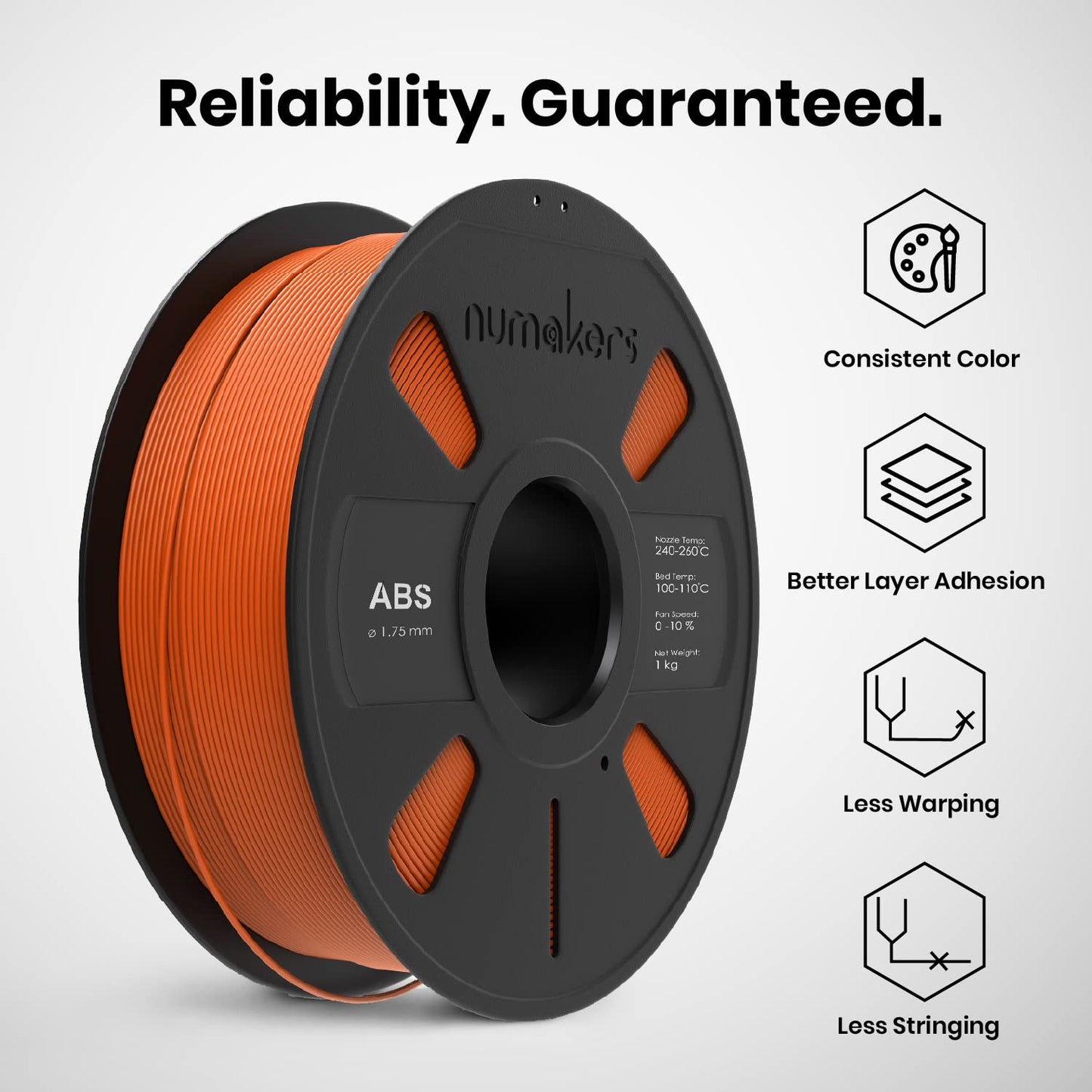 Numaker 1.75mm ABS Filament 3D Printer Filament High-Quality ABS Filament Perfect For Your 3D Printing Projects - Burnt Orange - RS6752