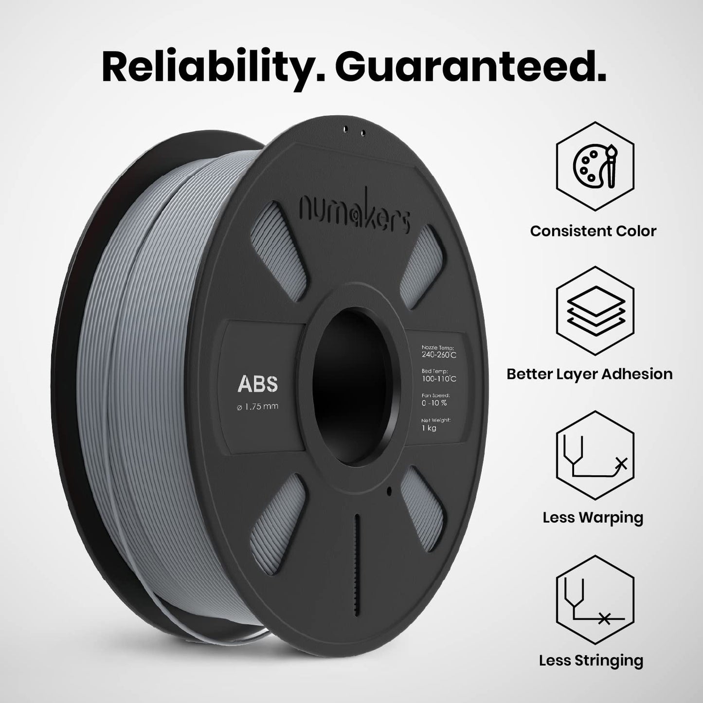 Numaker PETG Filament 3D Printing Filament 1.75mm Filament 1KG Filament Numaker Filament High-Quality PETG Filament For 3D Printing - Light Gray -  RS6760