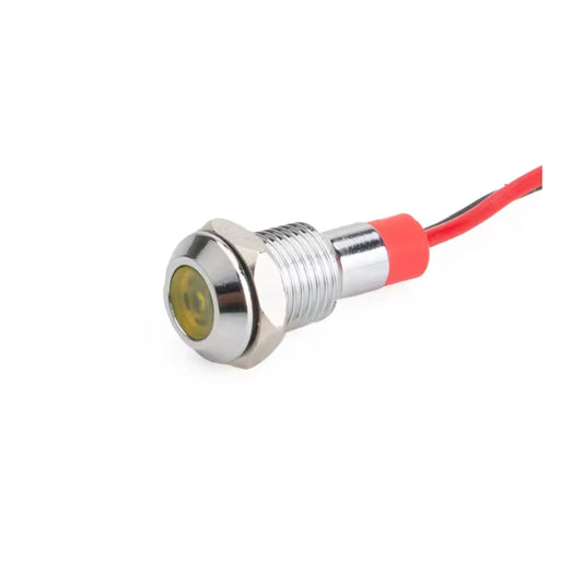 10-24V 10mm LED Metal Indicator Light With 15cm Cable 10-24V Metal Indicator Light Industrial-Grade LED Indicator Light For Machinery & Equipment - YELLOW - RS6943