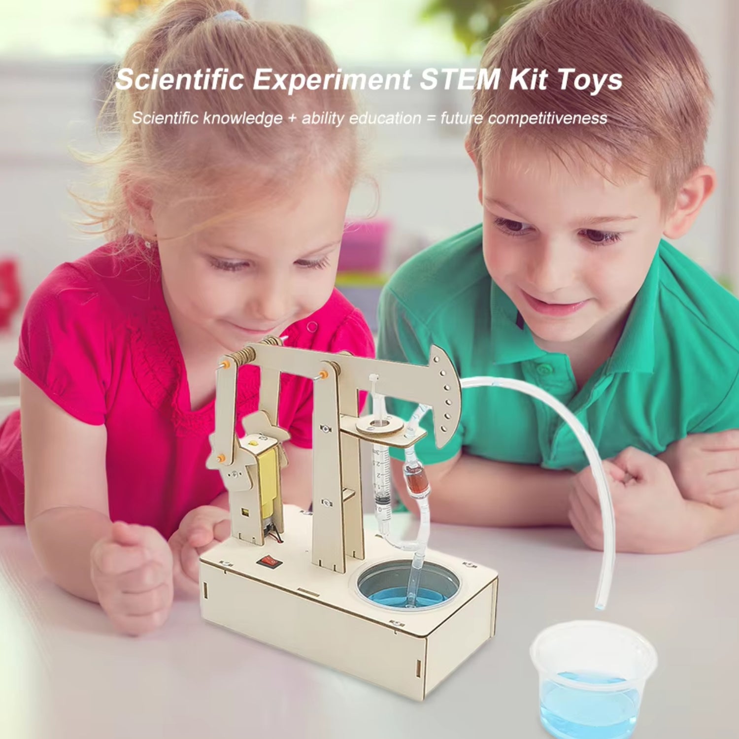 Wooden Oil Pump STEM Kit DIY Oil Rig Educational Oil Rig Model Toy for Kids Wooden Oil Pumping Set: A Hands-On STEM Experiment - RS6394