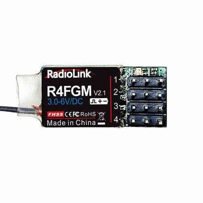 Radiolink R4FGM RC Receiver R4FGM 2.4Ghz 4 Channels Tiny RC Gyro Receiver For Mini RC Cars 1/28 and Boats, Long Control Distance for Radio RC8X RC4GS V3/RC6GS V3/T8S/T8FB - RS6082