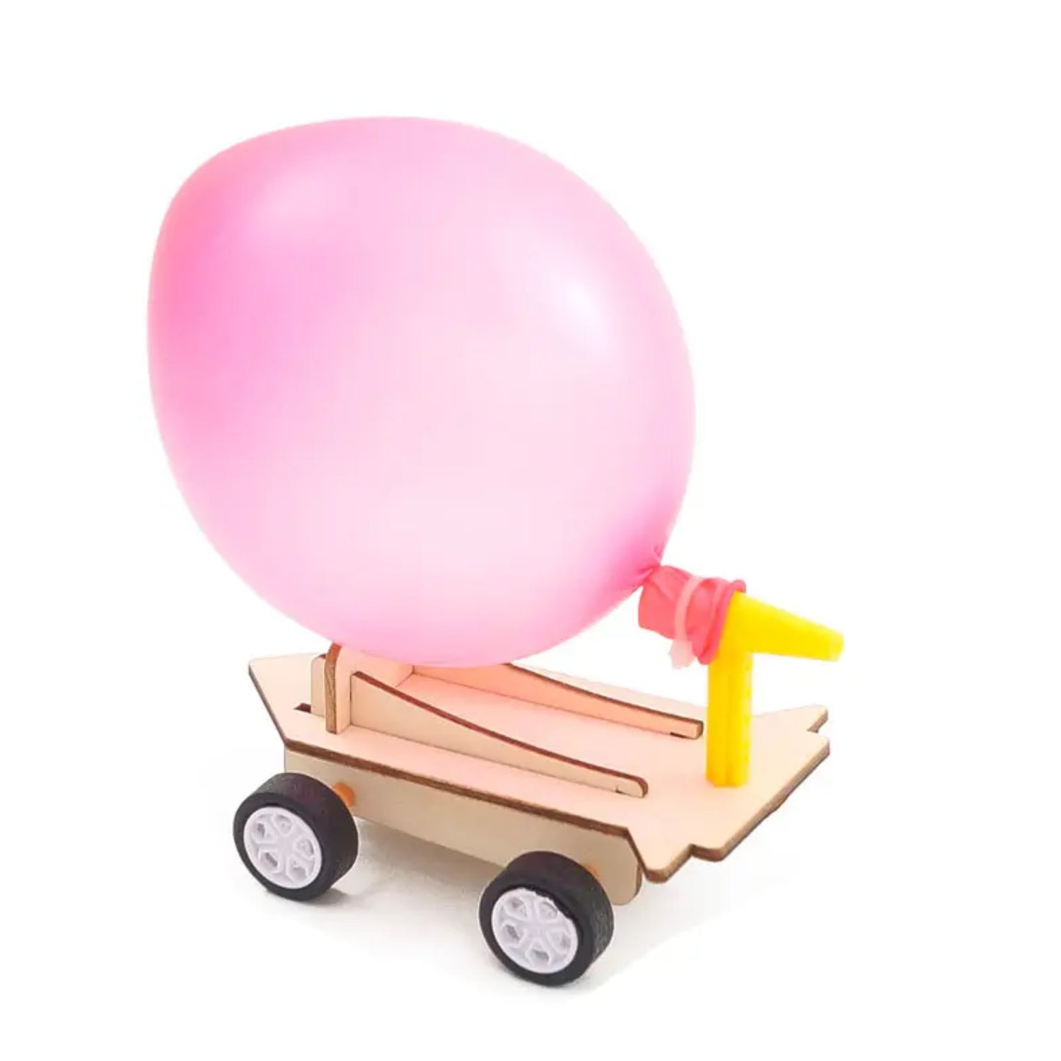 DIY Wooden Balloon Recoil Car STEM Kit Hands-On Science Wooden Balloon Car Kit Interesting DIY Toy Car Building Model Craft Learning Education Stem Gift For Old Children 6-12 Years - RS6458