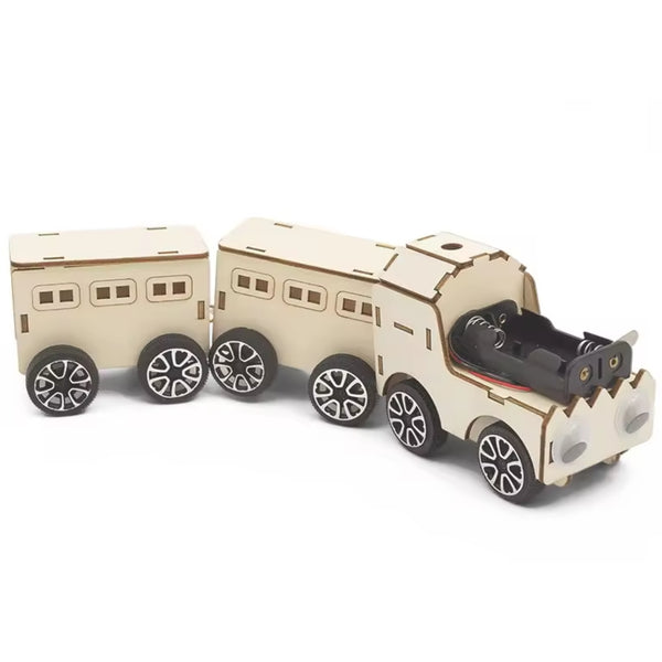 DIY Wooden Electric Train STEM Kit Mini Wooden Jigsaw Train Kit – REES52