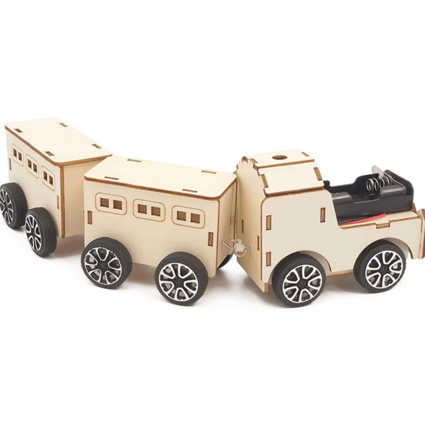 DIY Wooden Electric Train STEM Kit Mini Wooden Jigsaw Train Kit Build Your Own Train Puzzle Motorized Train Puzzle Fun Science Physic Project Experiment For School Children   - RS6460