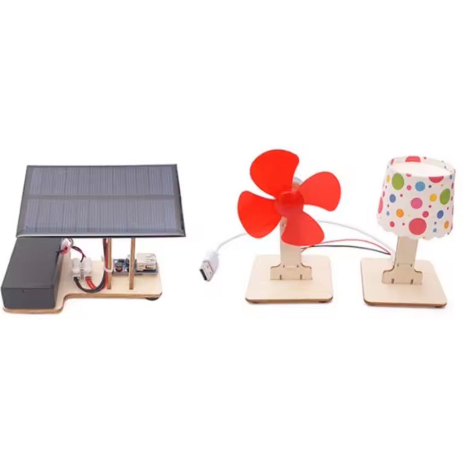 DIY Wooden Solar Generator Kit Hands-On Solar Power Education Kit With Fan Beginner's Guide Build Your Own Alarm Fun Project For DIY Funny Science Physic Project Experiment For School Children - RS6491