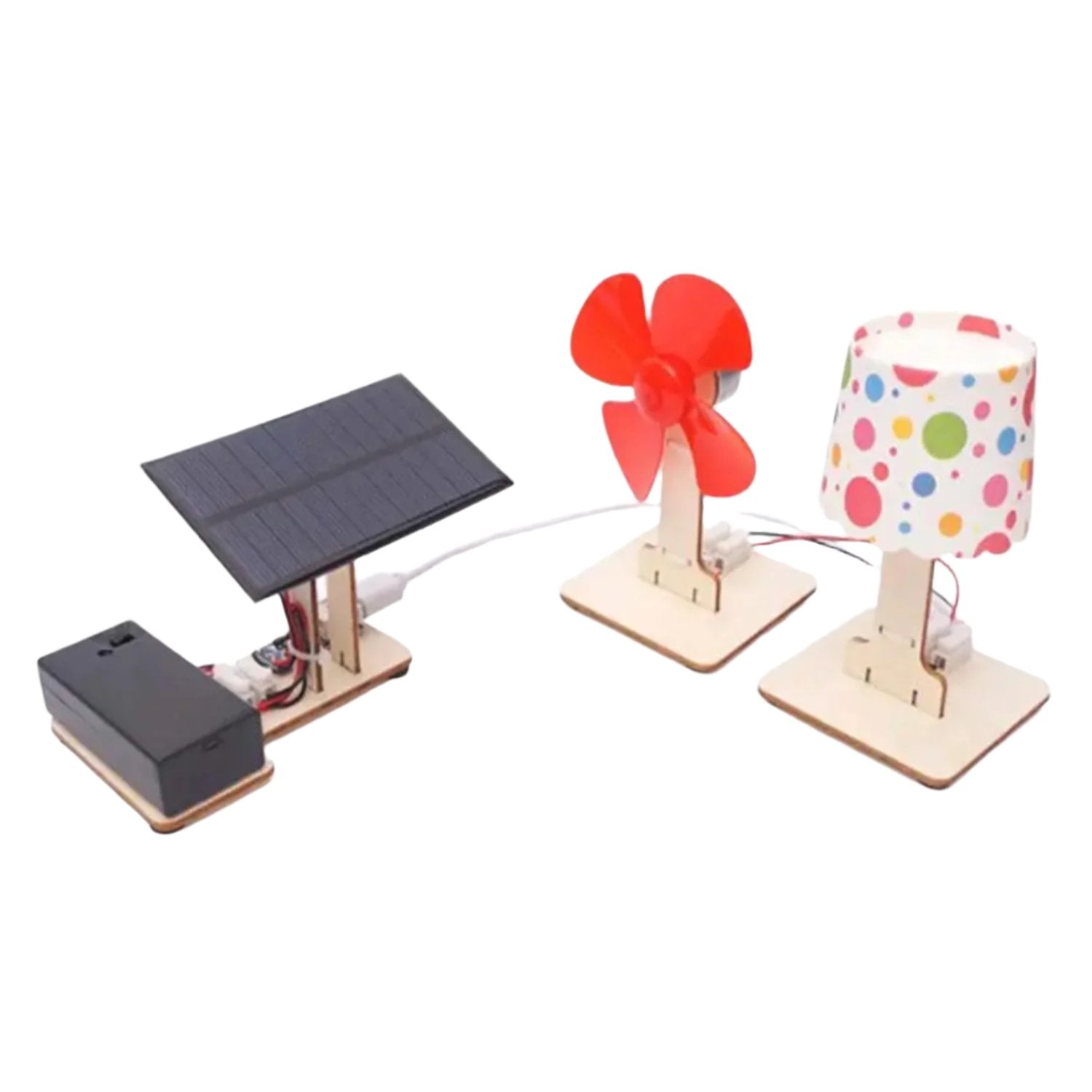 DIY Wooden Solar Generator Kit Hands-On Solar Power Education Kit With Fan Beginner's Guide Build Your Own Alarm Fun Project For DIY Funny Science Physic Project Experiment For School Children - RS6491