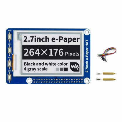 Waveshare 2.7inch E-Paper HAT Compatible with Raspberry Pi 4B/3B+/3B/2B/B+/A+/Zero/Zero W/WH/Zero 2W Series Boards 264x176 Resolution SPI Interface - RS2406