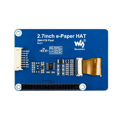 Waveshare 2.7inch E-Paper HAT Compatible with Raspberry Pi 4B/3B+/3B/2B/B+/A+/Zero/Zero W/WH/Zero 2W Series Boards 264x176 Resolution SPI Interface - RS2406