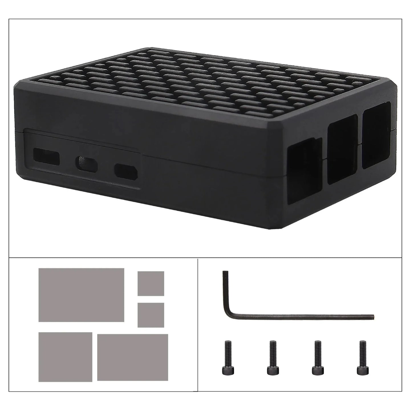 Raspberry Pi 5 Case Pi 5 Aluminum Case for Raspberry Pi 5 Armor Case With Cooling Column and Thermal Pads For Raspberry Pi 5 4GB/8GB - Black  - RS5792