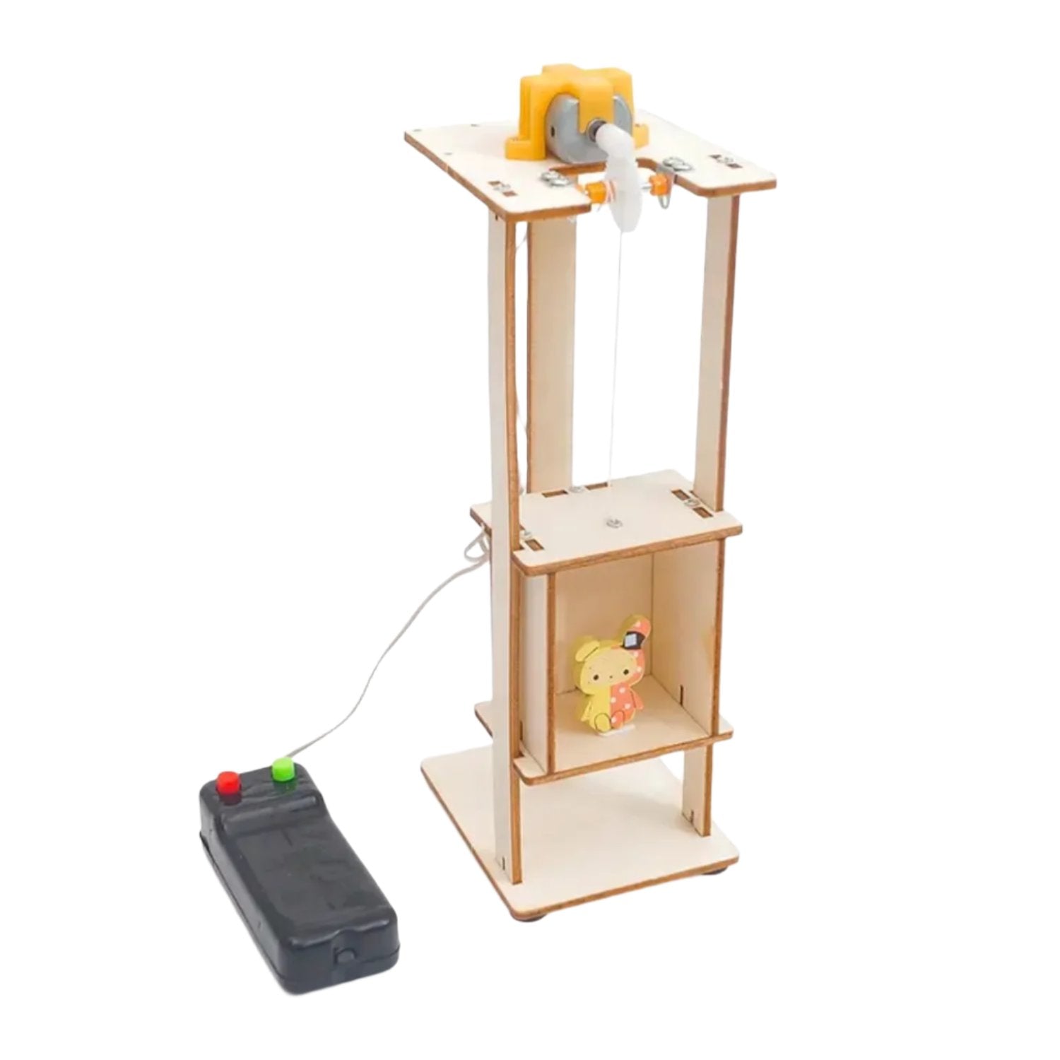 DIY Elevator Lift Wooden Kit Hands-On Elevator Education Kit With Electric Lift Model Science Project Wood STEM Toy Fun Project For DIY Funny Physic Project For Interactive Science Experiment For Children - RS6493