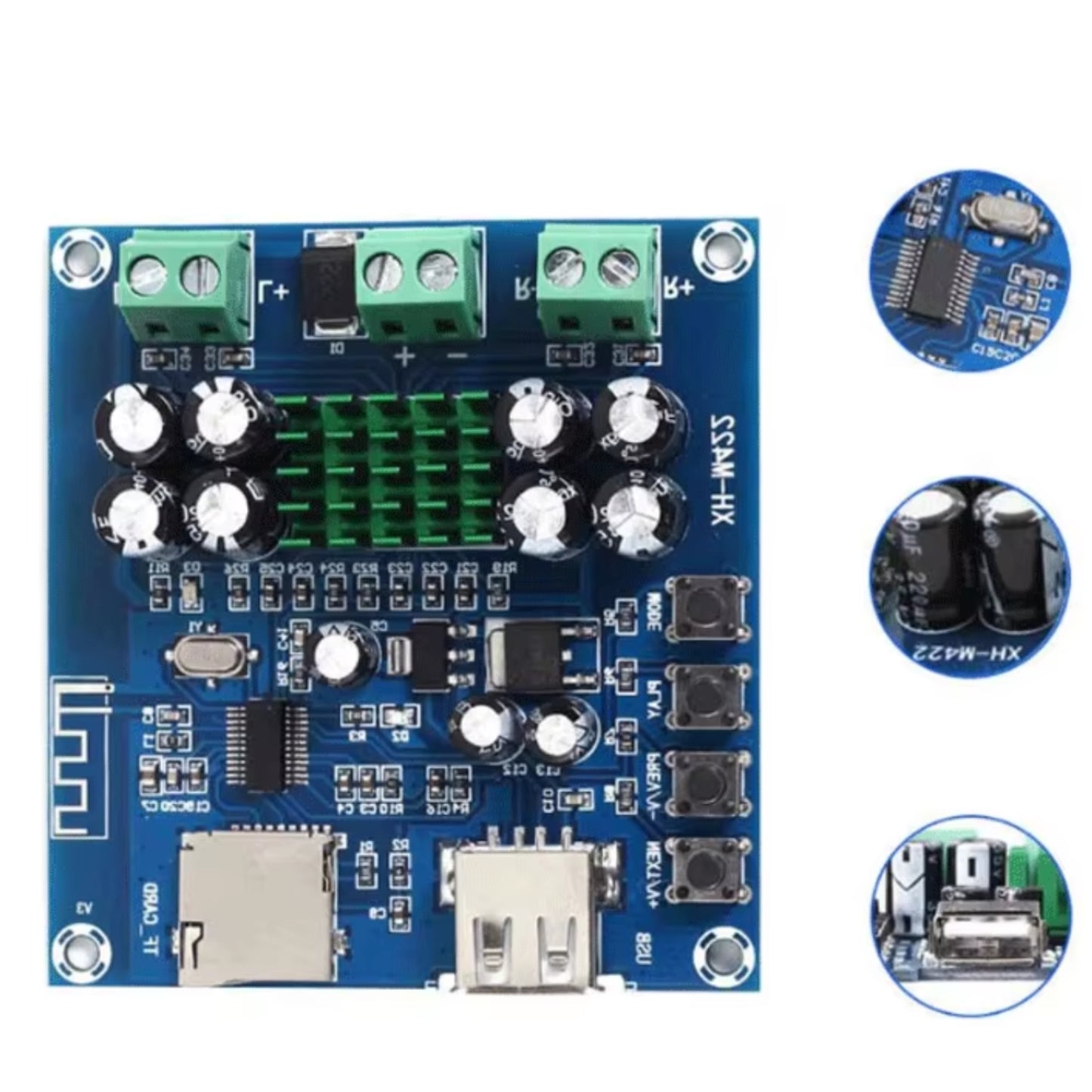 XH-M422 Bluetooth Amplifier Board U Disk TF Player Amp Boards 12 To 24V DC TPA3116D2 XH-M422 Dual Channel Amplifier Integrated Bluetooth/USB Flash Drive/TF Card Playback - RS3041