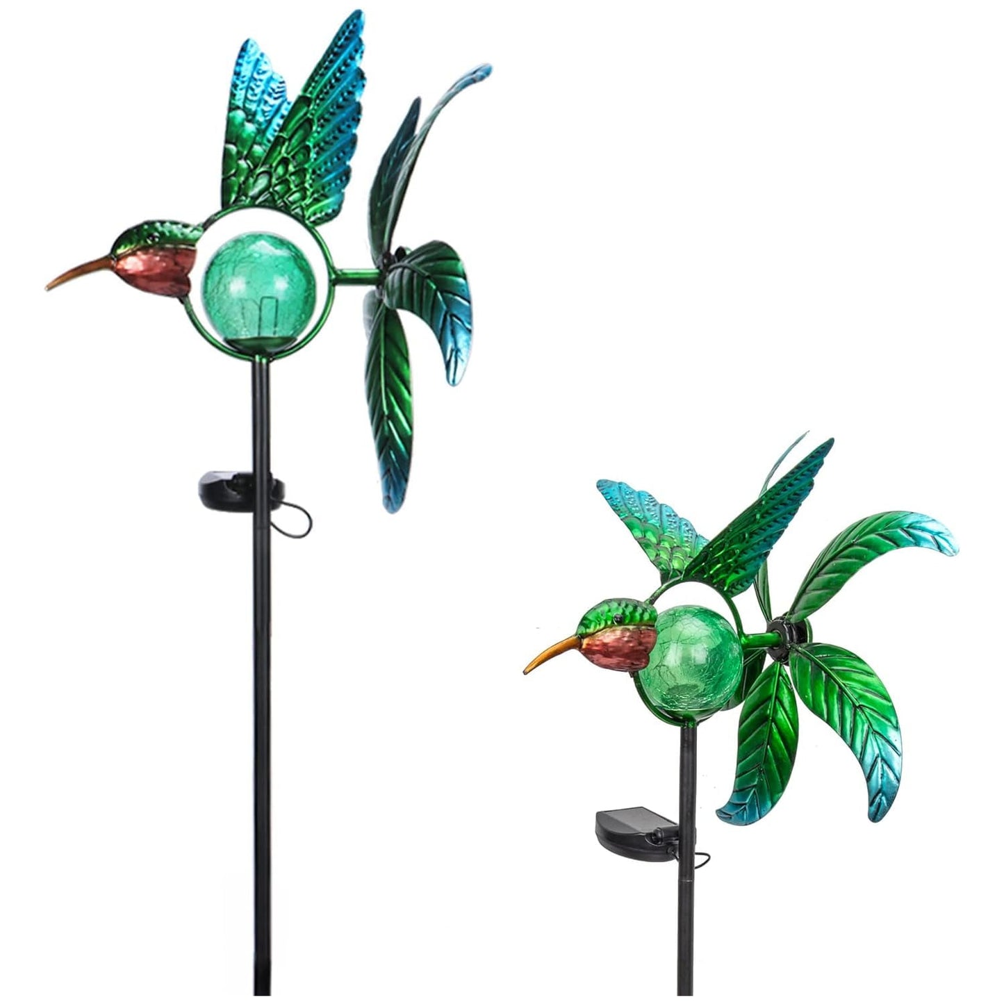 Solar Powered Hummingbird Stake Lights Waterproof Crackle Glass Solar Stake Lights Beautiful And Functional Hummingbird Solar Lights For Pathway, Patio, Backyard, Lawn - RS6146