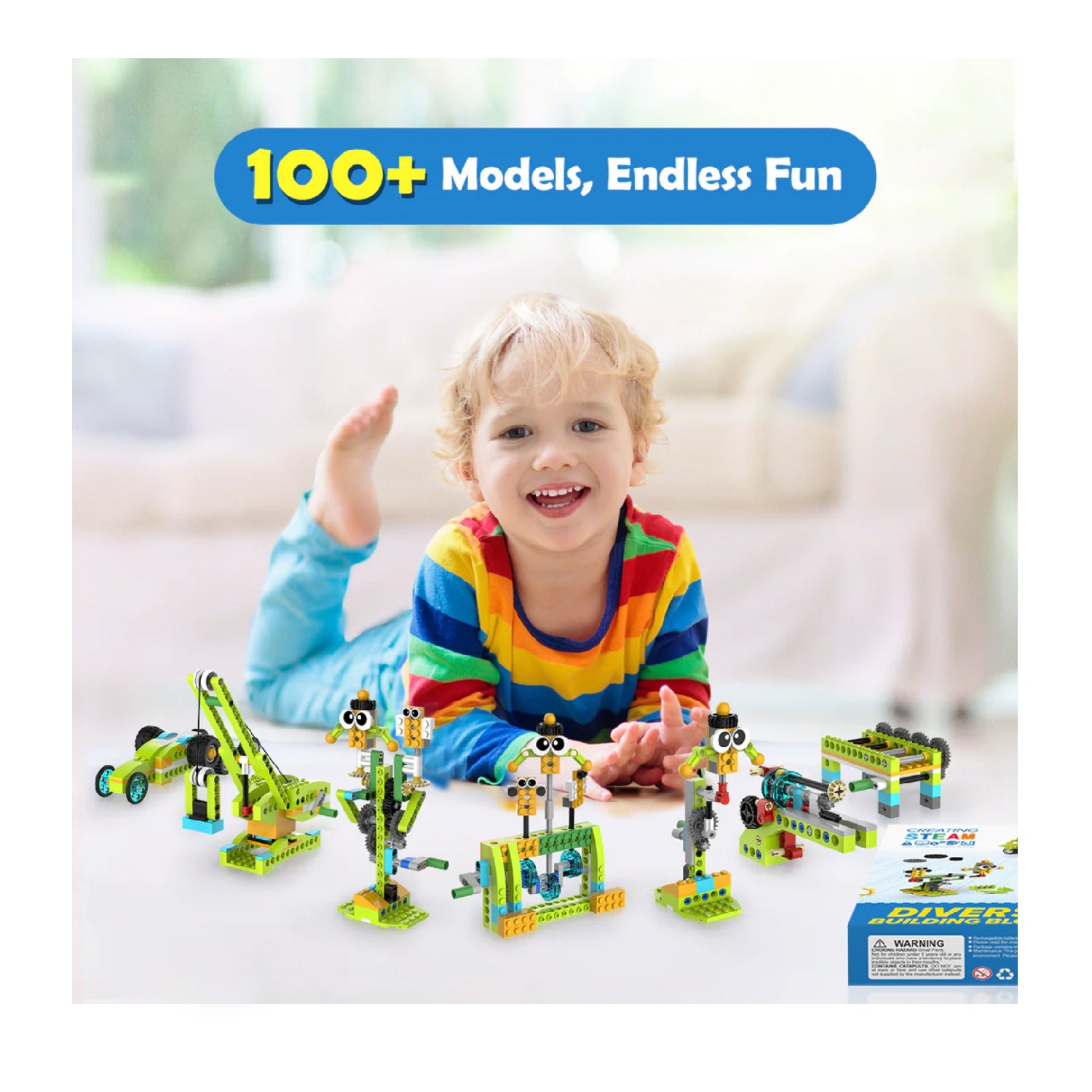 makerzoid 100-in-1 Building Blocks Set STEAM Building Blocks Educational Toys For Boys and Girls, Gift For Kids 6+ Yeas Old - RS7142