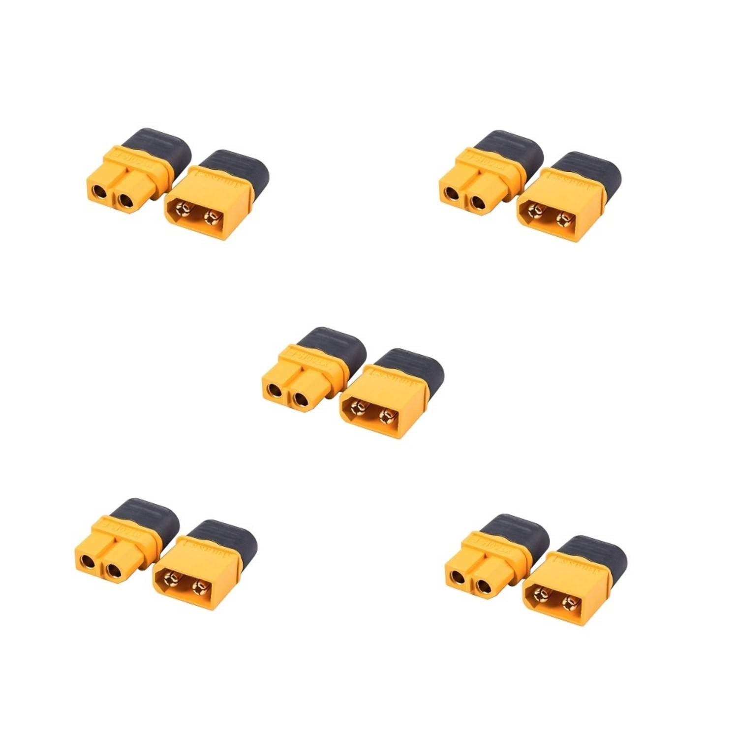 Amass XT60 Male-Female Connector Pro-Grade XT60 Connector XT60 Male-Female Connector Kit High-Quality XT60 Connectors For DIY Electronics, Pack Of 5 Pairs - RS6870