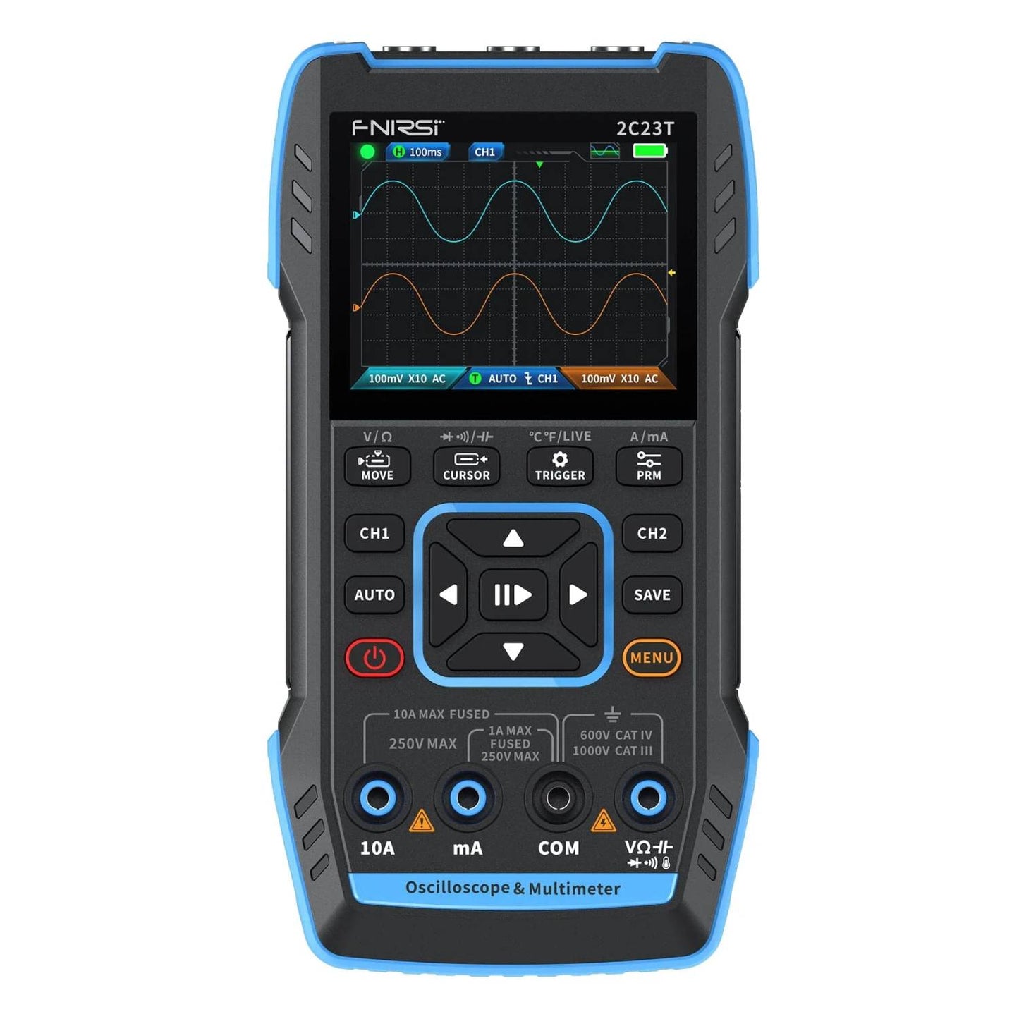 FNIRSI 2C53T 3-in-1 Oscilloscope Handheld Analyzer 2C53T Oscilloscope Upgraded 3 in 1 Handheld Oscilloscope Digital Multimeter and Function Generator With Bluetooth Connectivity For Data Analysis - RS8294