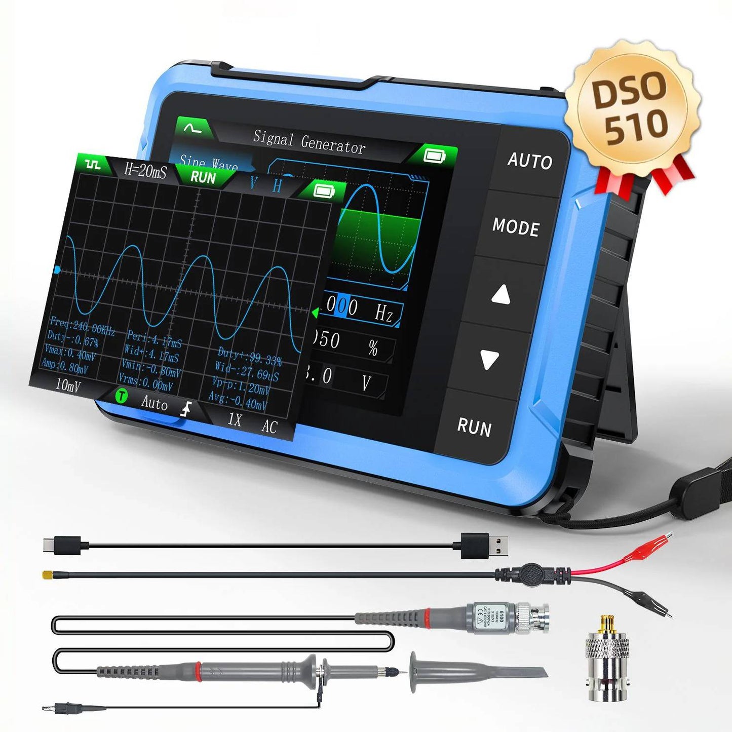 FNIRSI DSO-510 2-in-1 Oscilloscope & Signal Generator DSO-510 Mini Handheld Digital Oscilloscope 2-in-1 Portable Oscilloscope And Signal Generator For Electronics Projects - RS8295