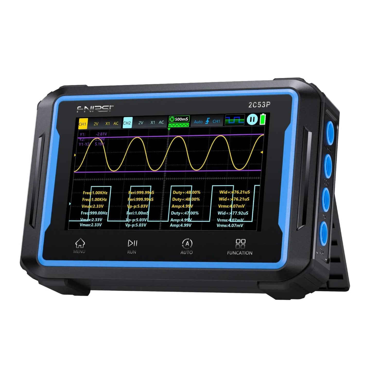 FNIRSI 2C53P 3-in-1 Oscilloscope 2C53P Tablet Oscilloscope 2C53P Dual Channel Oscilloscope with Multimeter & Function Generator Combo 3-in-1 Portable Lab for Electronics Integrated Test Instruments - RS8297