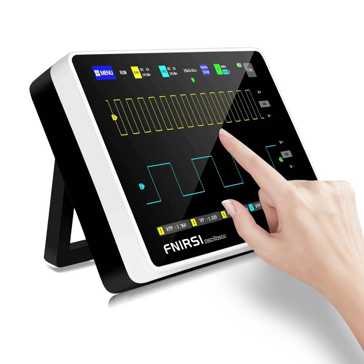 FNIRSI 1013D Digital Oscilloscope 100MHz x 2 Channel Touchscreen Oscilloscope Powerful Tablet Oscilloscope for Electronics  Education & DIY - RS8299