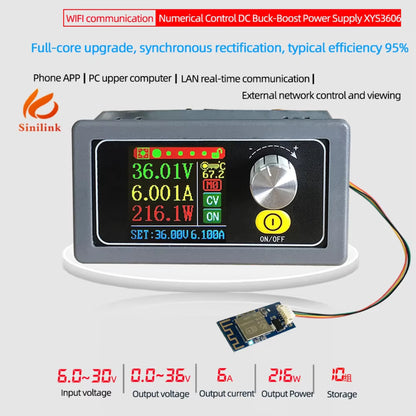 XYS3606 WIFI Buck Boost DC Power Supply 36V 6A Constant DC DC Voltage Current Buck Boost Adjustable Regulated Laboratory Power Supply