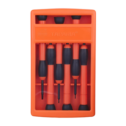 Taparia PSF6 Premium Steel Precision Screwdriver Set (6-Piece, Orange Handles) 