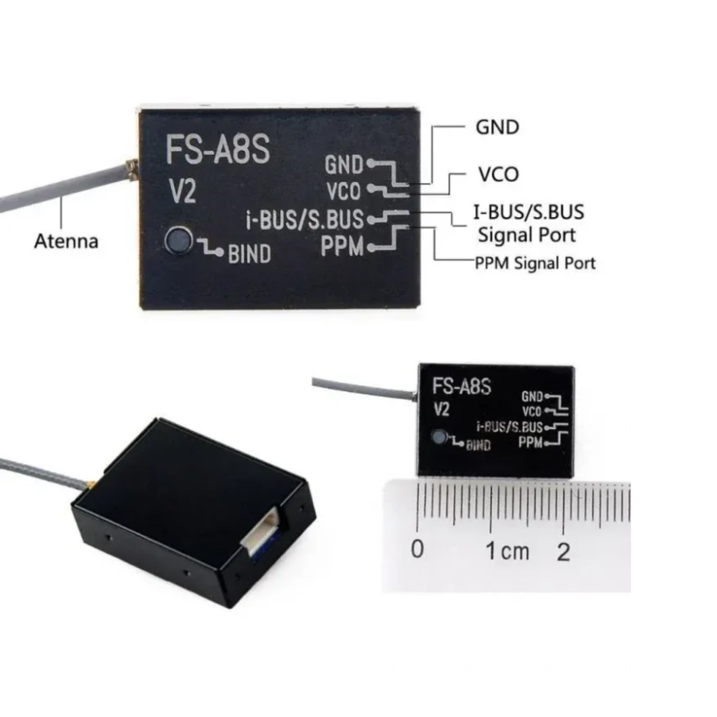 FlySky FS-A8S Mini Receiver 2.4G 8CH Mini RC Receiver Module Rev 2 For RC Drone Aircraft - RS4734