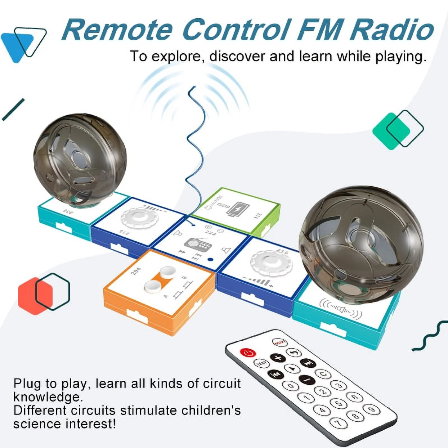 Logic Thinking Training Circuit Blocks Kit DIY Logic Thinking Training Blocks 2-Channel FM Radio Kit Suitable For Children Aged 8+ Years - RS6967