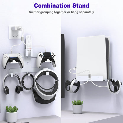 JYS PS5 Console & PS VR2 Headset Super Wall Mount All-in-One Space-Saving Organizer for PS5, PSVR2, and Controllers - RS8553