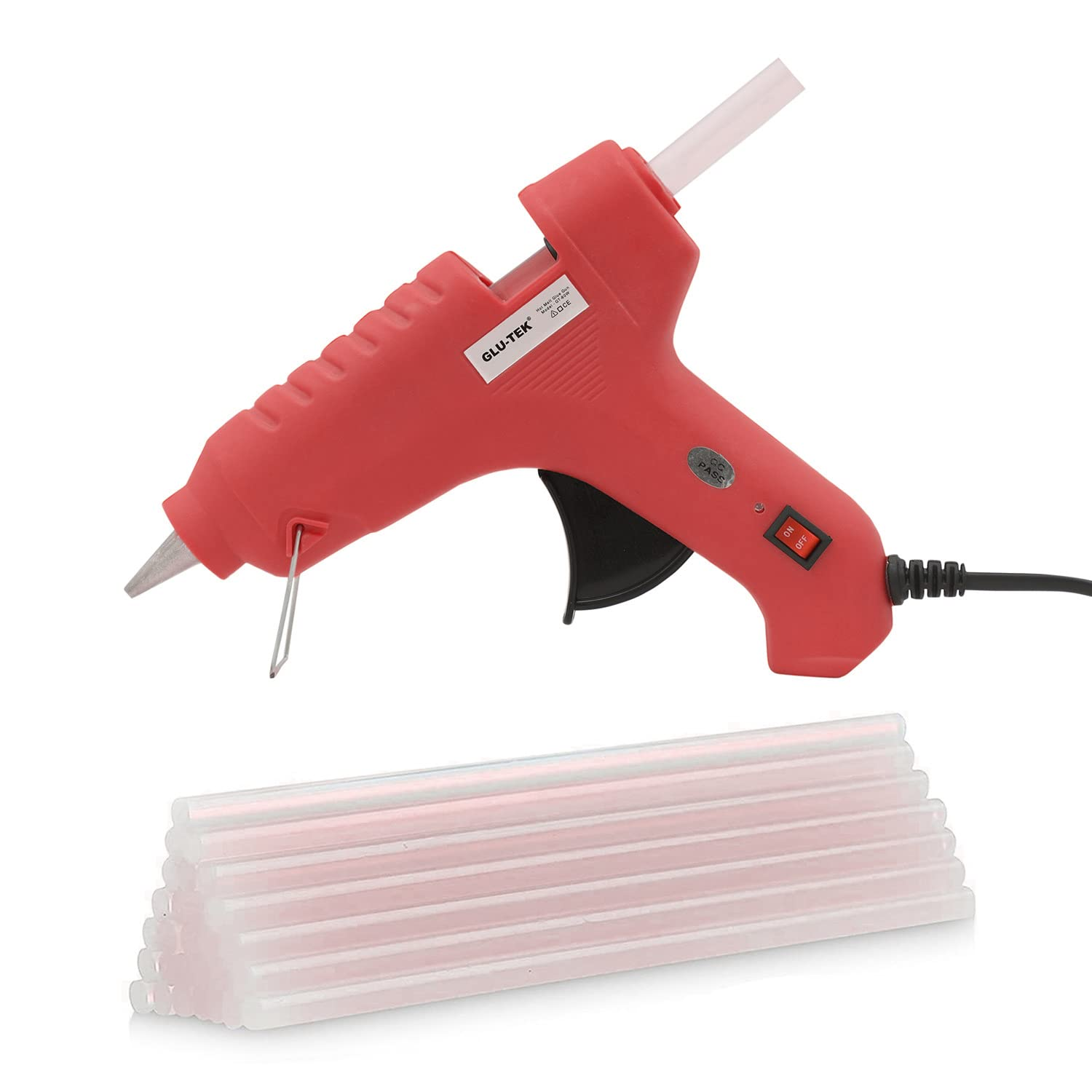 GLU-TEK Premium 60W Red Craft Glue Gun With On/Off Switch & LED Indicator