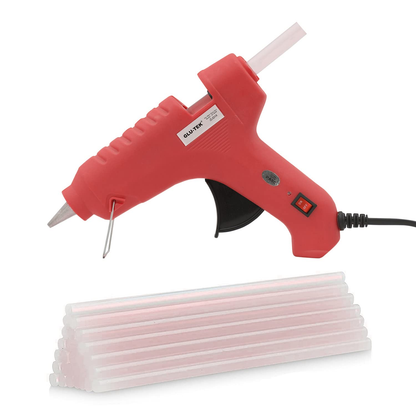 GLU-TEK Premium 60W Red Craft Glue Gun With On/Off Switch & LED Indicator