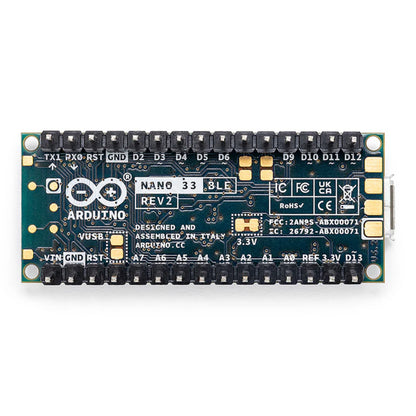 Official Arduino Nano 33 BLE Rev2 IoT Development Board with Pre-soldered Headers, Integrated Bluetooth LE & 9-axis IMU For IoT