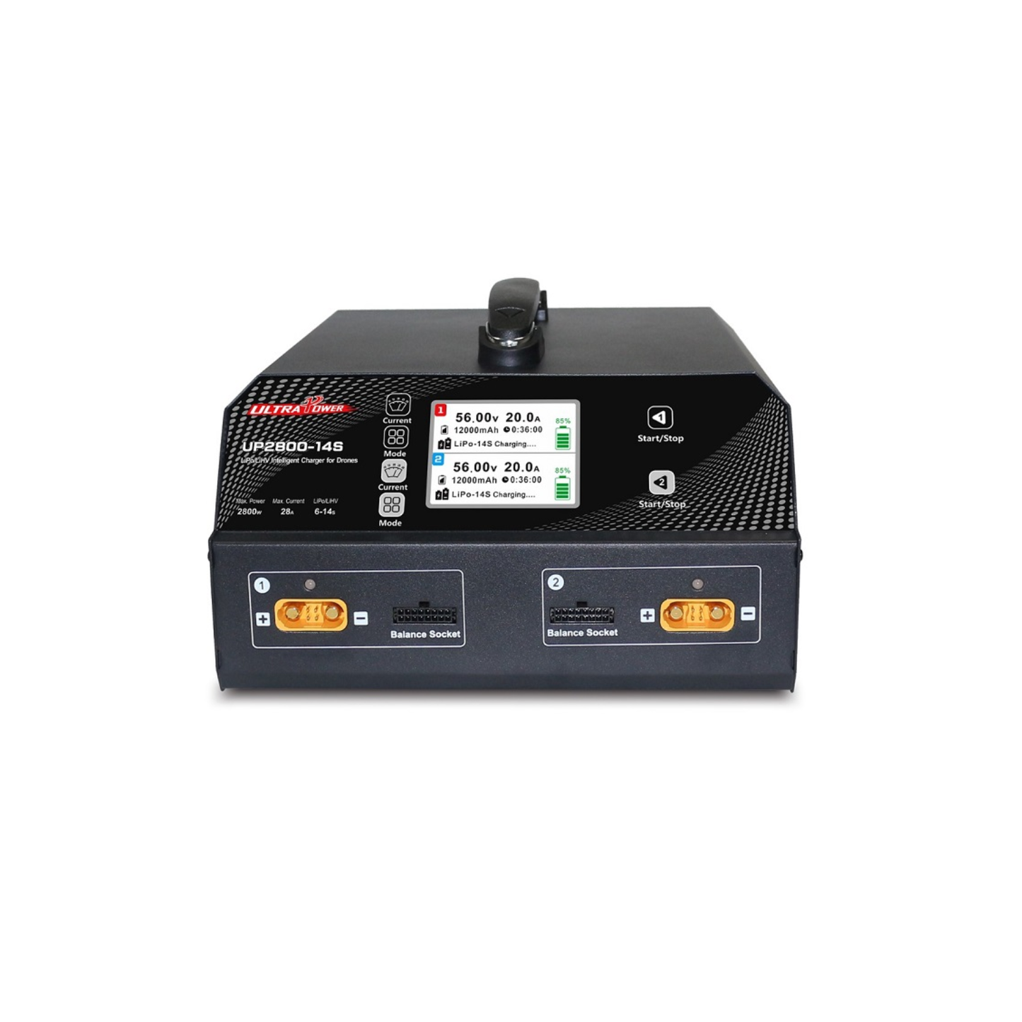UltraPower UP2800-14S Battery Charger Dual Channel 2x1400W 28A 6-14S LiPo/LiHV Smart Battery Charger For UAV and Agricultural Drones