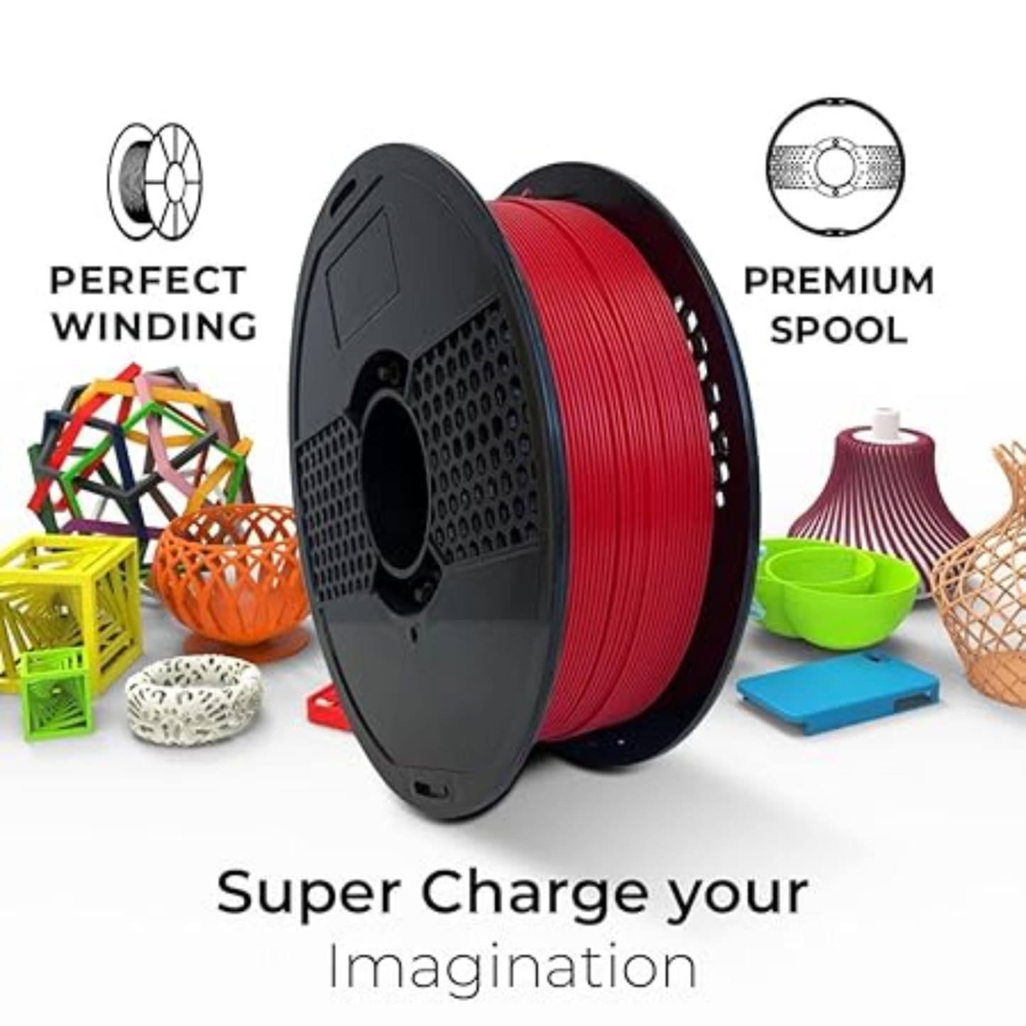 PETG 3D Printer Filament 1.75mm 1kg Spool For High Strength, Glossy Finish, Low Warping - Strawberry Red - RS7681