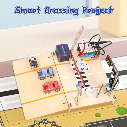 ACEBOTT QE027 Smart Traffic Systems STEM Kit ESP32 Intelligent Transportation STEM Kit with Arduino Compatibility For 8-16 Years Kids