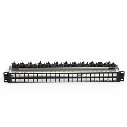 1U 48-Port Shielded Cat6a Patch Panel  High-Density Patch Panel  With Cable Management Bar For Data Centers and Server Racks
