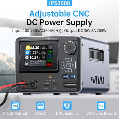 FNIRSI IPS3608 AC-DC Intelligent Digital Control Power Supply 36V 8A 288W Programmable Constant Voltage/Current Bench Power Supply For Lab, Repair & DIY