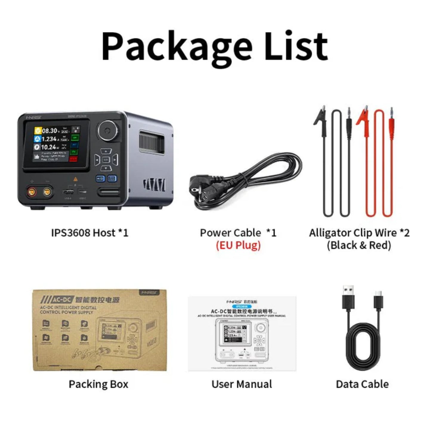 FNIRSI IPS3608 AC-DC Intelligent Digital Control Power Supply 36V 8A 288W Programmable Constant Voltage/Current Bench Power Supply For Lab, Repair & DIY