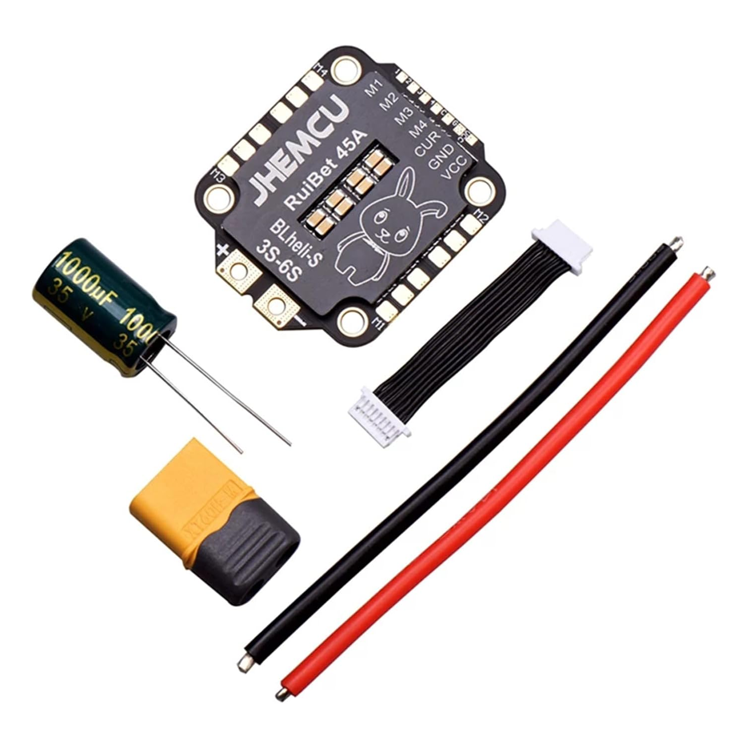 JHEMCU RuiBet 45A Flight Controller BLHeli_S DShot600 3-6S 4in1 Brushless ESC 30x30mm FPV Drone Stack Freestyle Racing Quadcopter DIY Parts - RS9369