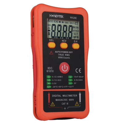Honeytek HK28E Pocket Digital Multimeter with True RMS Accurate and Portable Electrical Tester For DIY, Auto, and Home Use