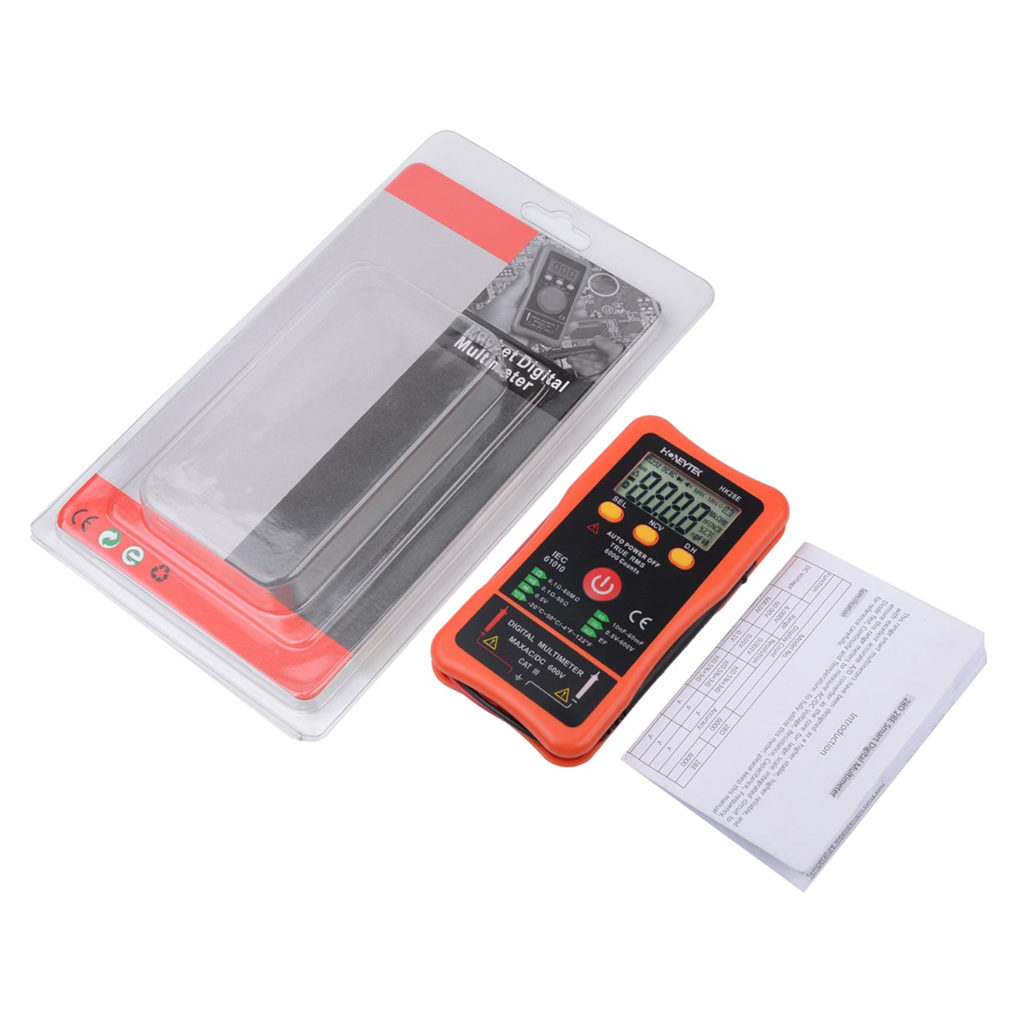 Honeytek HK28E Pocket Digital Multimeter with True RMS Accurate and Portable Electrical Tester For DIY, Auto, and Home Use