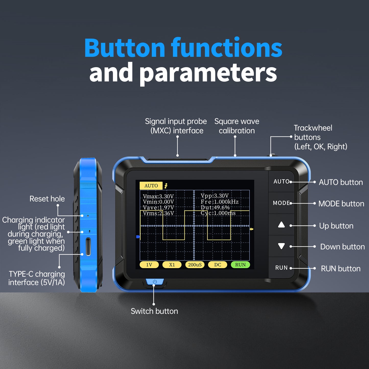 FNIRSI DSO-152 Mini Oscilloscope 2.8″ TFT Handheld Oscilloscope DSO152 Digital Oscilloscope with High Bandwidth For Electronics