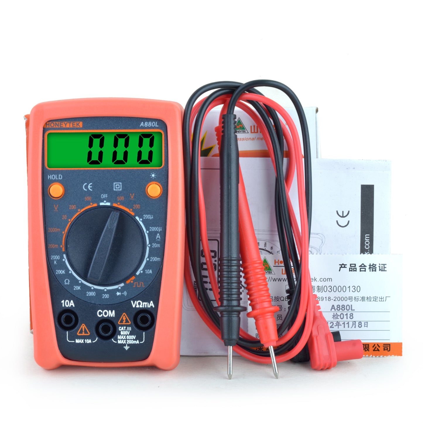 Honeytek A880L Mini Digital Multimeter Compact AC/DC Voltage Tester and Ohm Meter with Diode and Continuity Test
