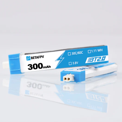 BetaFPV BT2.0 300mAh 1S 30C HV LiPo Battery Pack High Voltage Rechargeable Batteries for Micro FPV Drones Tiny Whoop Quadcopter Accessories - Pack of 8