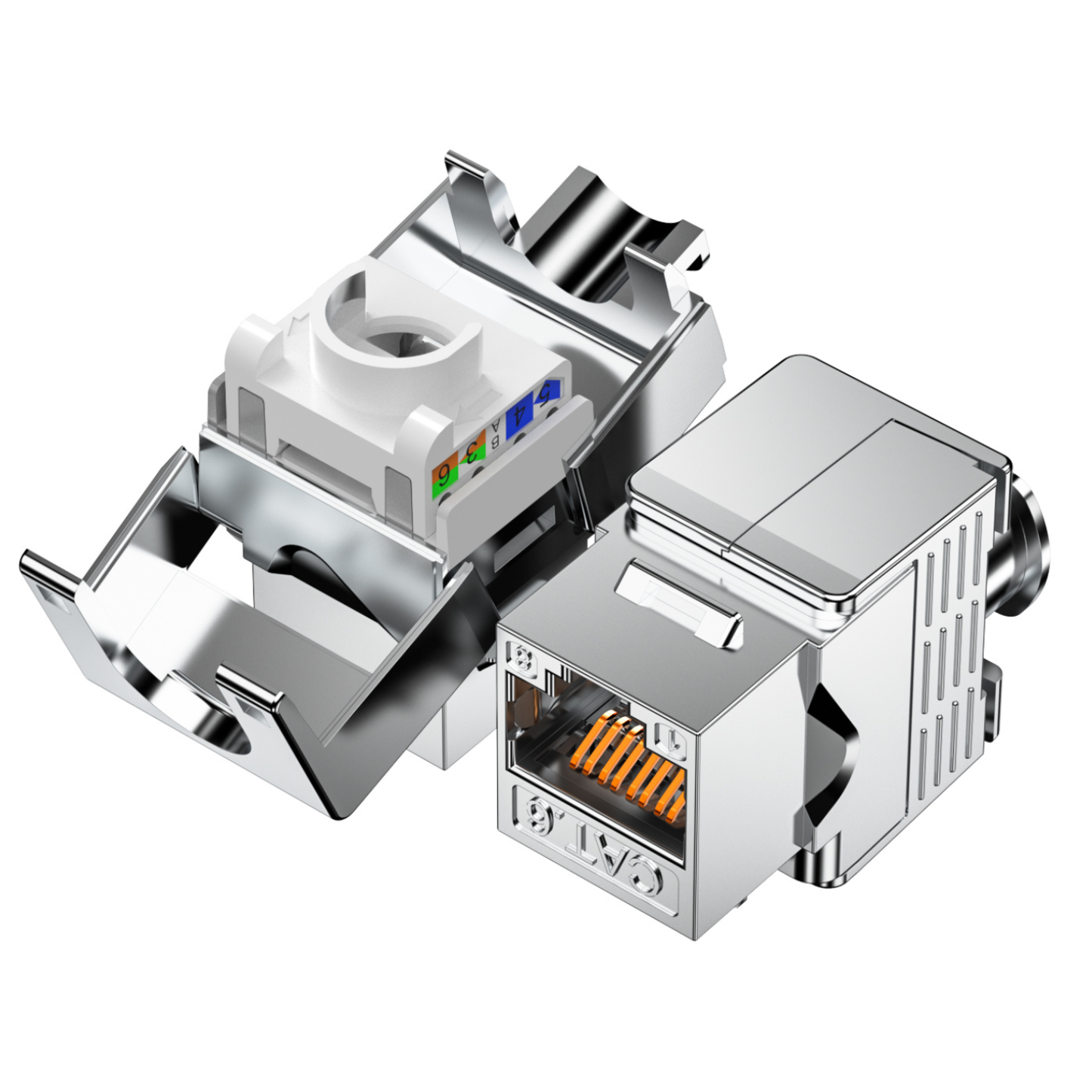 HYCONNECT Cat6 180° Shielded Toolless Mini Keystone Jack High-Performance RJ45 Ethernet Connector For Secure Network & Patch Panel Cabling