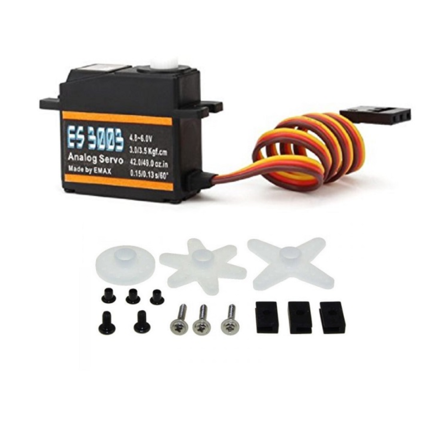 EMAX ES3003 17g 3.5kg Analog Servo 23T Plastic Gear 0.13sec For RC Airplane – Original - RS4906