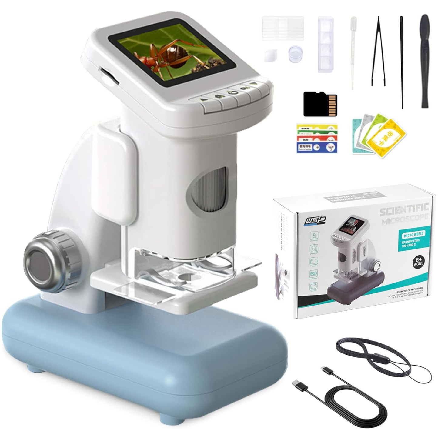 W5813A 20X–1200X HD Portable Digital Microscope