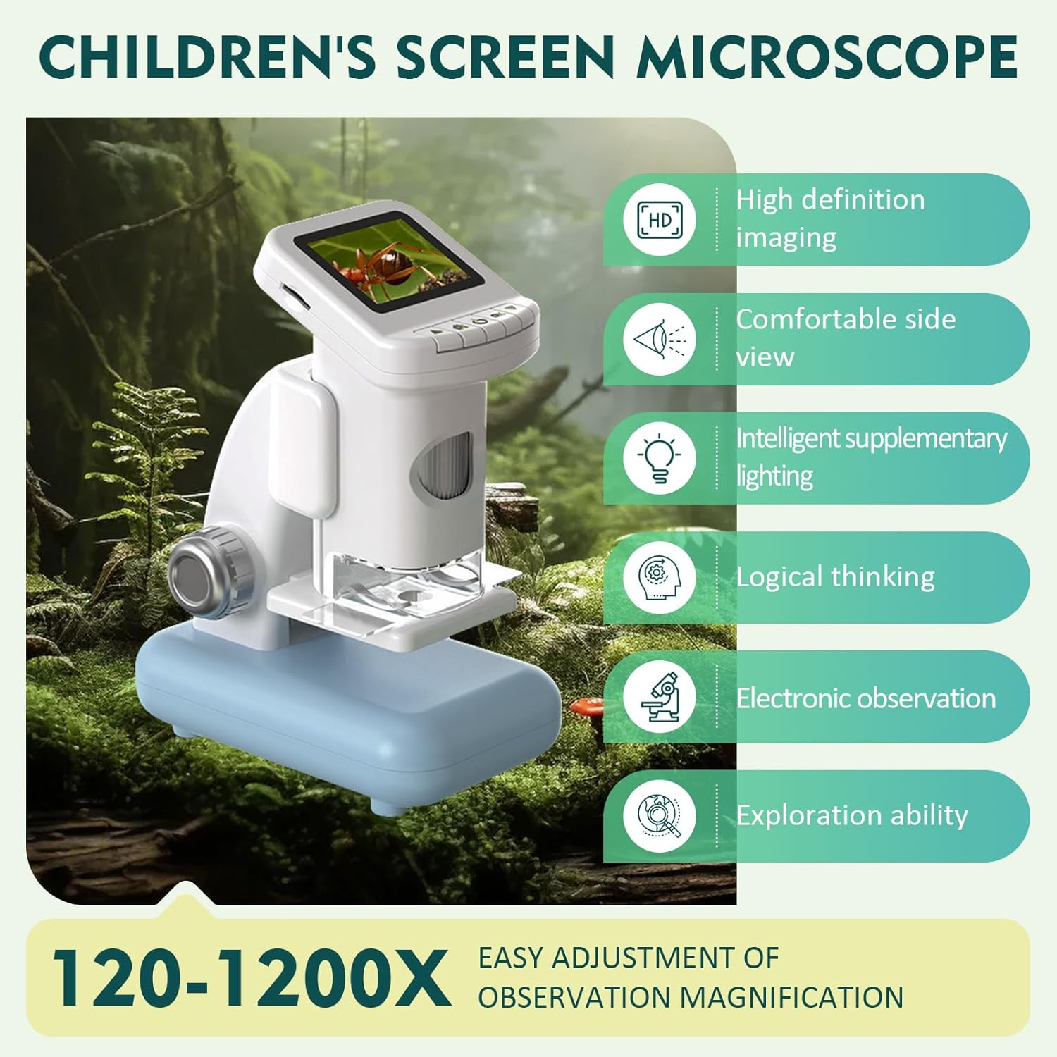 W5813A 20X–1200X HD Portable Digital Microscope