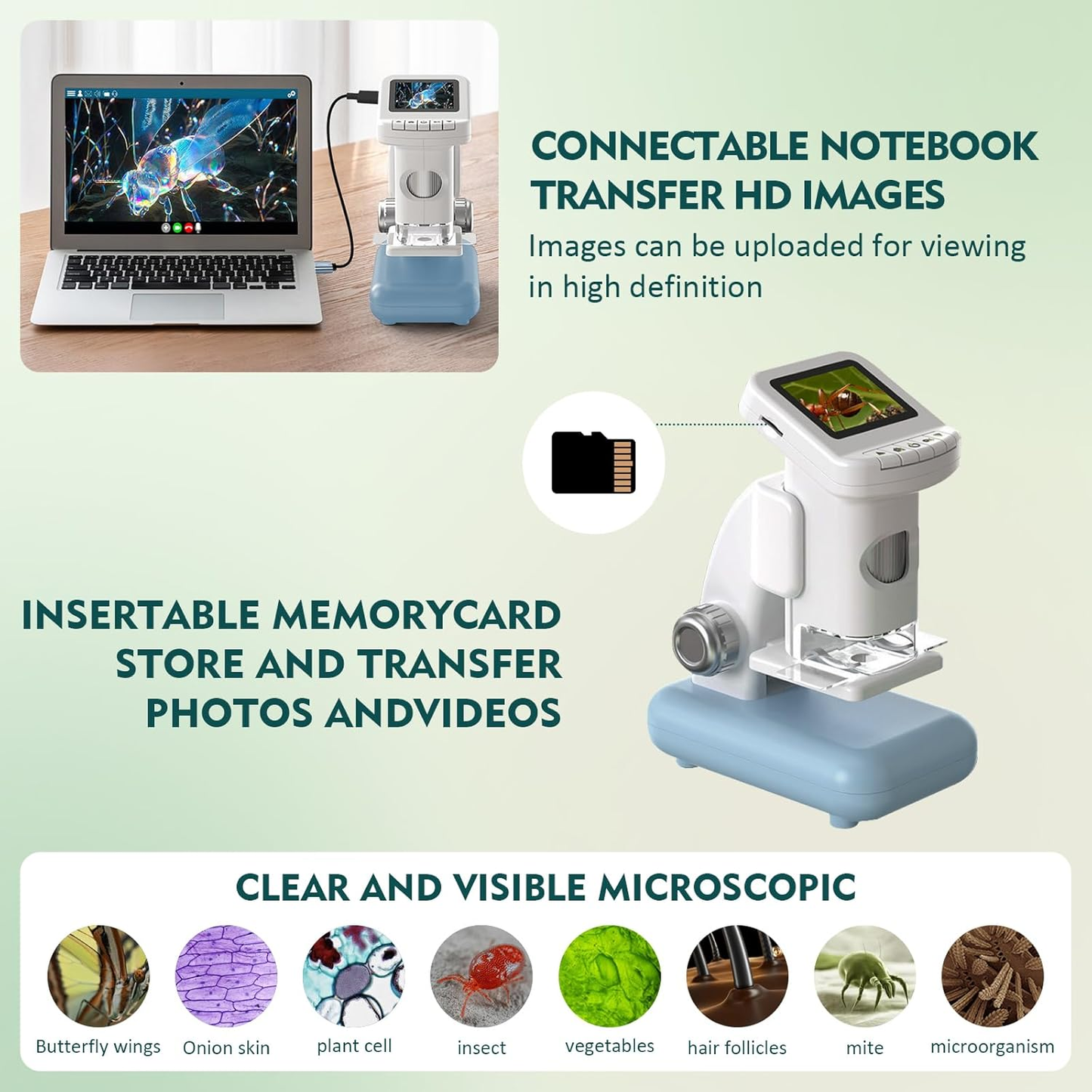 W5813A 20X–1200X HD Portable Digital Microscope