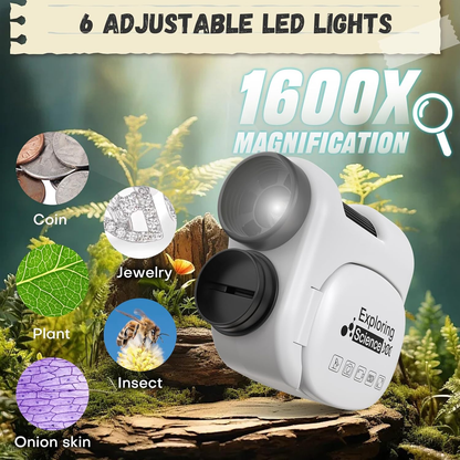 W5818A 100–1600X Portable Digital Microscope Rechargeable Handheld USB Microscope With LED For DIY Science & Outdoor Exploration