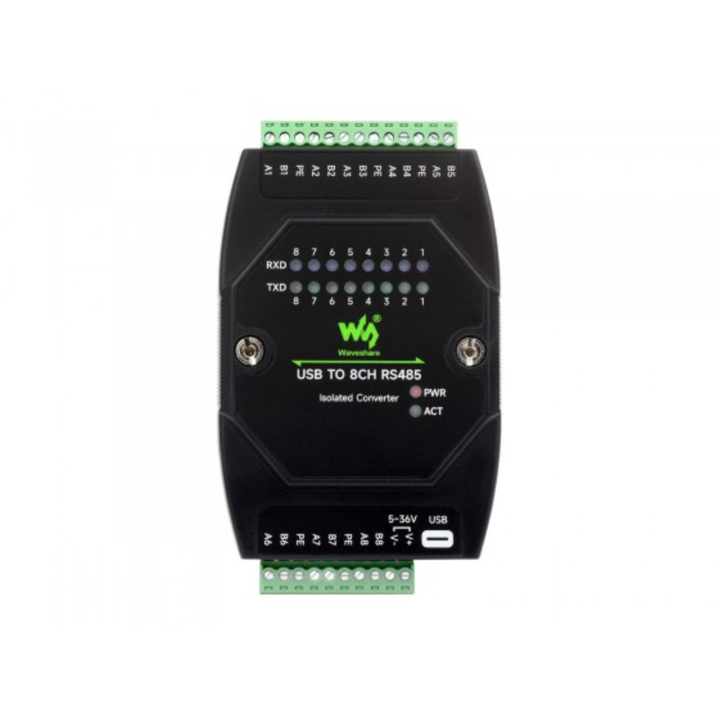 Waveshare USB to 8-Channel RS485 Industrial Isolated Converter – Multi-Protection, Wall & DIN Rail Mount